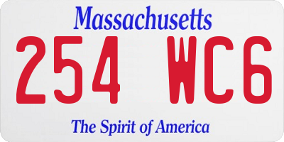 MA license plate 254WC6