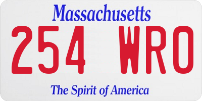 MA license plate 254WR0