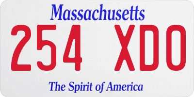 MA license plate 254XD0