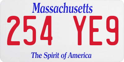 MA license plate 254YE9