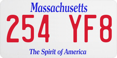 MA license plate 254YF8