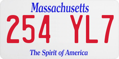 MA license plate 254YL7