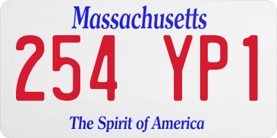 MA license plate 254YP1