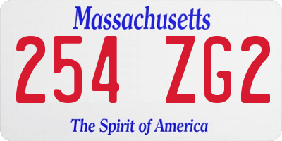 MA license plate 254ZG2