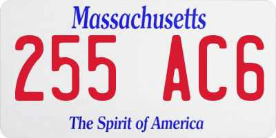 MA license plate 255AC6
