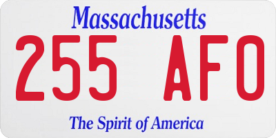 MA license plate 255AF0