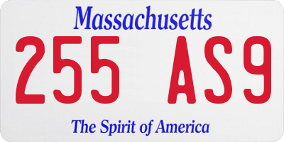 MA license plate 255AS9