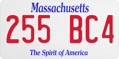 MA license plate 255BC4