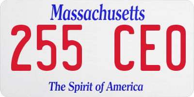 MA license plate 255CE0