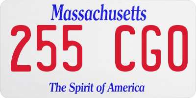 MA license plate 255CG0