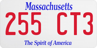 MA license plate 255CT3
