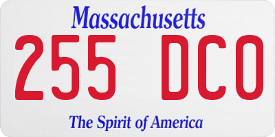 MA license plate 255DC0