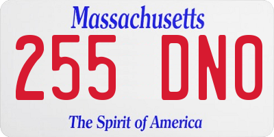 MA license plate 255DN0