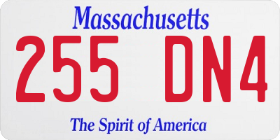 MA license plate 255DN4