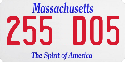 MA license plate 255DO5