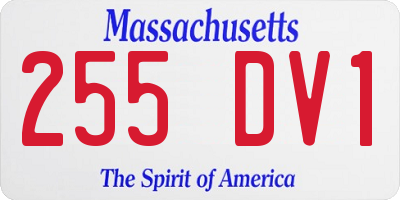 MA license plate 255DV1