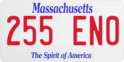 MA license plate 255EN0