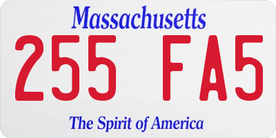 MA license plate 255FA5