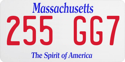 MA license plate 255GG7