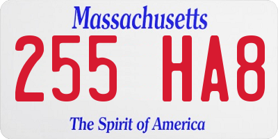 MA license plate 255HA8