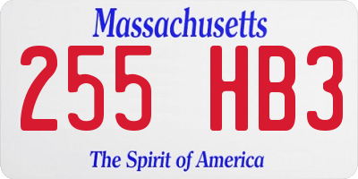 MA license plate 255HB3