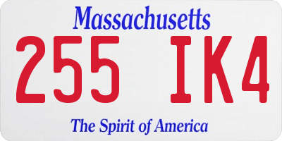 MA license plate 255IK4