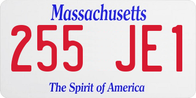 MA license plate 255JE1