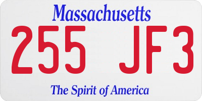 MA license plate 255JF3