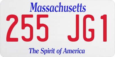 MA license plate 255JG1