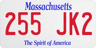 MA license plate 255JK2