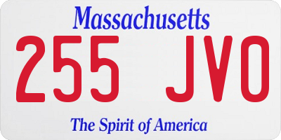 MA license plate 255JV0