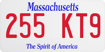 MA license plate 255KT9