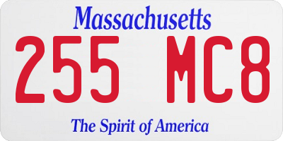 MA license plate 255MC8