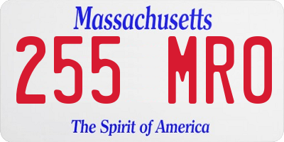 MA license plate 255MR0