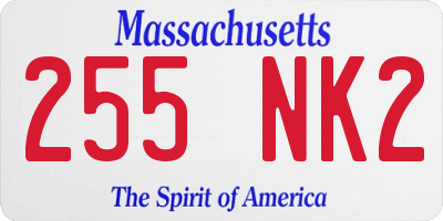 MA license plate 255NK2