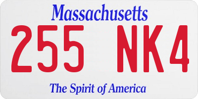 MA license plate 255NK4