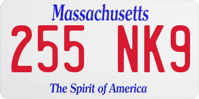 MA license plate 255NK9