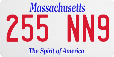MA license plate 255NN9