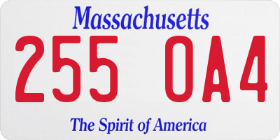 MA license plate 255OA4