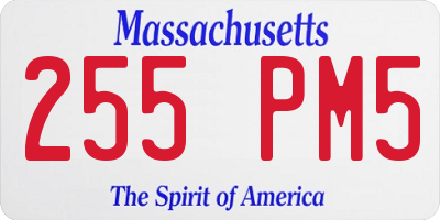 MA license plate 255PM5