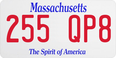 MA license plate 255QP8
