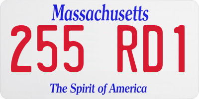 MA license plate 255RD1