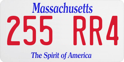 MA license plate 255RR4