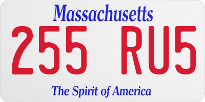 MA license plate 255RU5