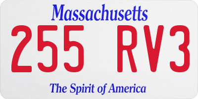 MA license plate 255RV3