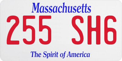 MA license plate 255SH6