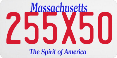 MA license plate 255X50