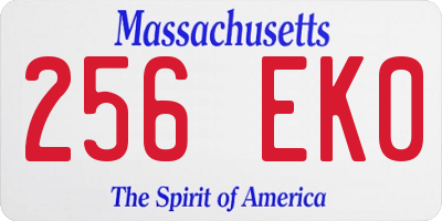 MA license plate 256EK0