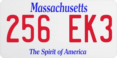 MA license plate 256EK3