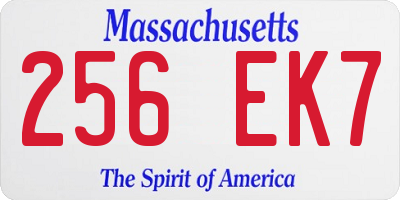 MA license plate 256EK7